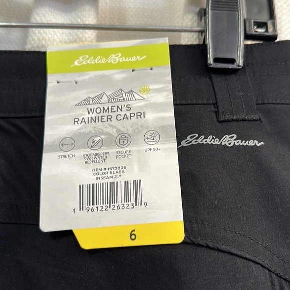 NWT Women’s Eddie Bauer Rainer Black Capri Pants Size 6 - Picture 7 of 7